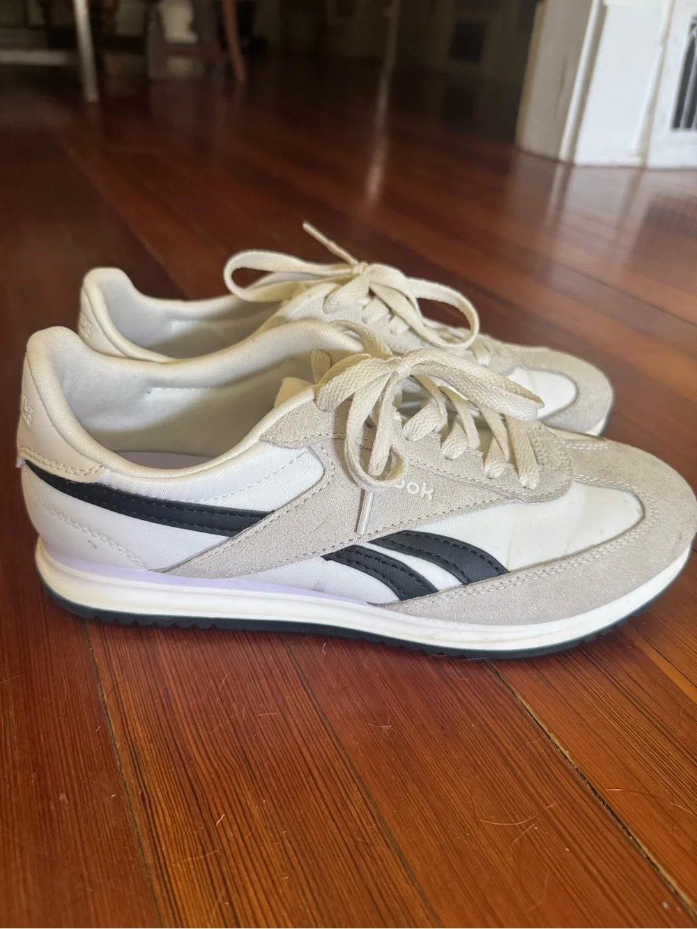 Reebok Women’s Beige and Black Retro Running Sneakers